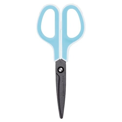 【1000円以上お買い上げで送料無料♪】プラス フィットカットカーブ イージーグリップ はさみ フッ素コート ホワイト/ブルー - メール便発送
