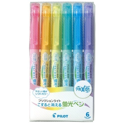 【1000円以上お買い上げで送料無料♪】パイロット 消える蛍光ペン フリクションライト ソフトカラー 6色セット - メール便発送のサムネイル