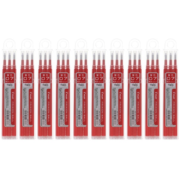 【送料無料】パイロット フリクションインキ替え芯 LFBKRF 0.7mm 細字 赤 3本セット 10個セット - メール便発送