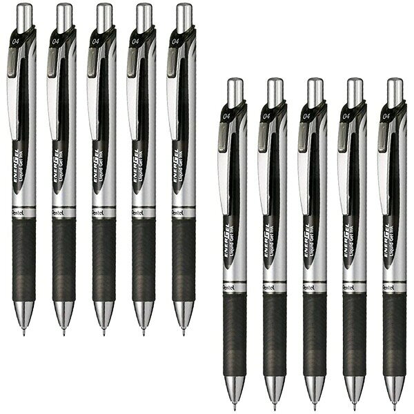 乐天商城 - 【送料無料】ぺんてる エナージェルノック式 0.4mm 黒 10個セット - メール便発送
