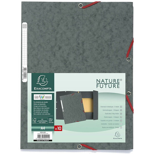 【1000円以上お買い上げで送料無料♪】エグザコンタ EXACOMPTA ゴム留めファイルA4 便利 かさばらない ..