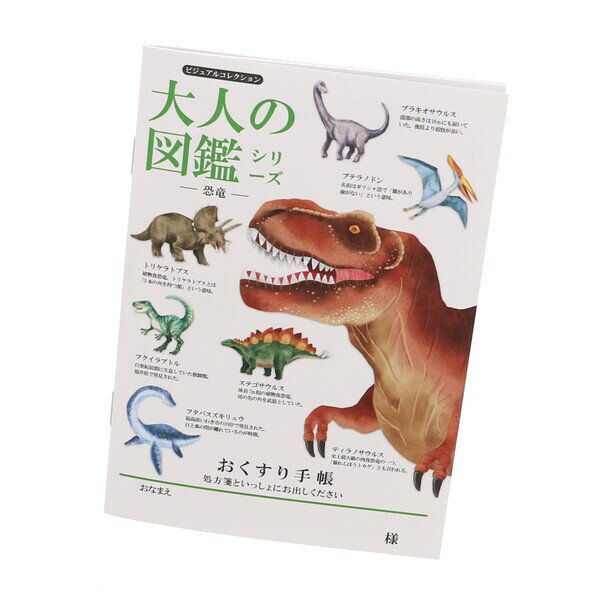 【1000円以上お買い上げで送料無料♪】お薬手帳 大人の図鑑 恐竜 男の子 カッコイイ おくすり手帳 - メール便発送