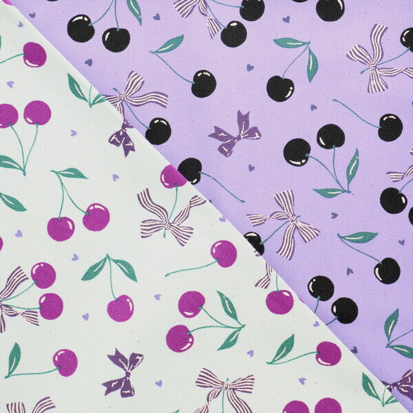 Cotton （Patterned Cloth） - 【送料無料】【オックス】 生地 Cherry bonbon クールベリー柄 幅約110cm×100cmカット済 ハンドメイド ノンキャラクター - メール便発送