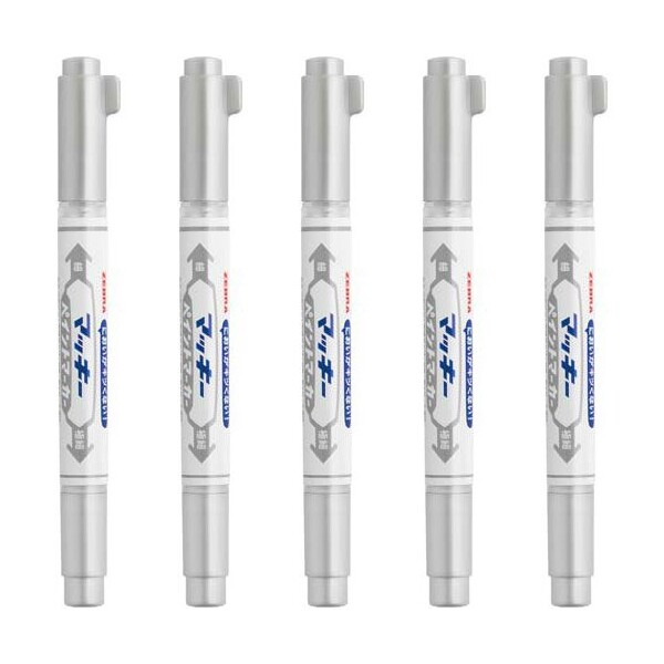 【送料無料】ゼブラ マッキー ペイントマーカー 極細・細字 銀 5本セット - メール便発送