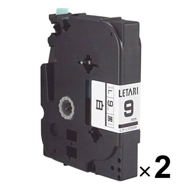 Max（Bepop） - 【送料無料】マックス ビーポップミニ テープカセット レタリテープ 白に黒文字 9mm×8m LM-L509BW 2個セット - メール便発送