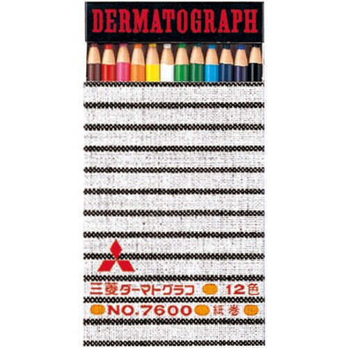 【送料無料】三菱鉛筆 ダーマトグラフ 12色セット NO.7600 油性色鉛筆 紙巻 - メール便発送