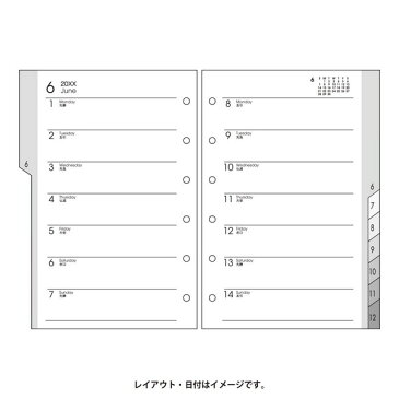 能率 プチペイジェム 2021年 システム手帳 リフィル ミニ6穴タイプ 月間&週間ダイアリー3 カレンダー+2週間横罫タイプ - メール便発送