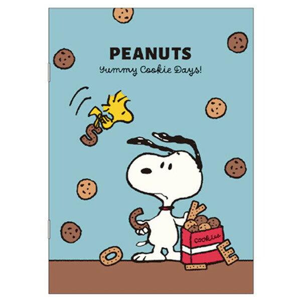【1000円以上お買い上げで送料無料♪】スヌーピー 中とじノート B6 水色 Yummy Cookie Days! 32ページ 横罫 PEANUTS かわいい 日本製 スクエア - メール便発送