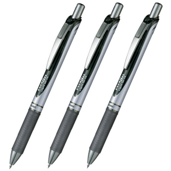 Rakuten - 【1000円以上お買い上げで送料無料♪】ぺんてる ノック式エナージェル 0.7mm 黒 BL77-A 3本セット - メール便発送