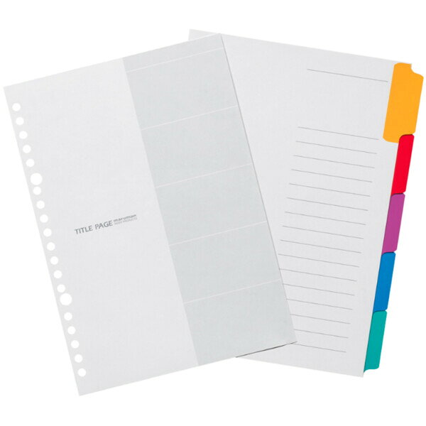 【1000円以上お買い上げで送料無料♪】マルマン ラミネートタブインデックス LT6005 A5 書類 ルーズリーフ 整理 見出し 管理 分類 科目 仕事 タスク 色 カラー - メール便発送 clipps-10045999 Clips クリップス サンプル画像2