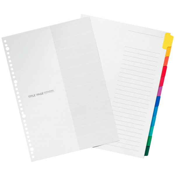 【1000円以上お買い上げで送料無料♪】マルマン ラミネートタブインデックス 12山 A4 LT4012 書類 ルーズリーフ 整理 見出し 管理 仕分け 科目 仕事 タスク 色 カラー - メール便発送 clipps-10368216 Clips クリップス サンプル画像2