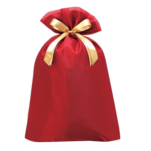 【送料無料】ラッピングバッグ ギフト袋 オーガンジー 巾着バッグ LL ワインレッド 包む ノーブル リボン付 プレゼント - メール便発送