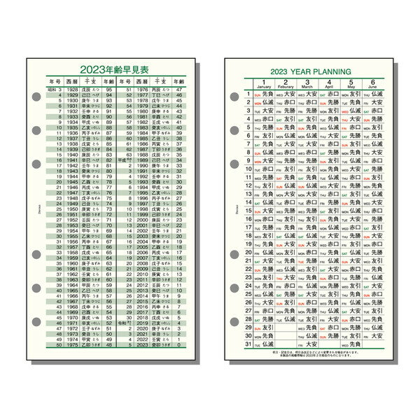 【1000円以上お買い上げで送料無料♪】ダ・ヴィンチ 2023年 システム手帳 リフィル 聖書サイズ 六曜年齢早見表 手帳 リフィール ダイアリー スケジュール帳 - メール便発送