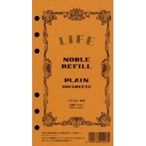 【1000円以上お買い上げで送料無料♪】ライフ ノーブルリフィル バイブル(聖書)サイズ 無地 100枚 6穴 R101 システム手帳リフィル - メール便発送のサムネイル