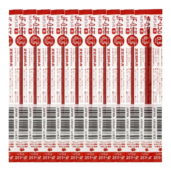 【1000円以上お買い上げで送料無料♪】まとめ買い ゼブラ ジェルボールペン替芯 JF-0.5芯 0.5mm 赤 RJF5..