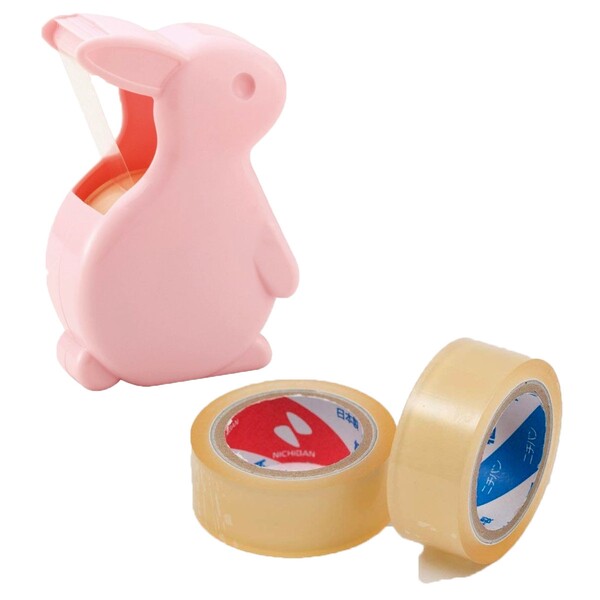 【1000円以上お買い上げで送料無料♪】ニチバン セロテープ うさぎカッター ベビーピンク 替えテープ セット 新入学 かわいい 小さい テープ - メール便発送
