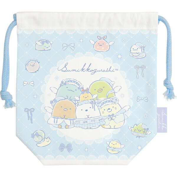 Drawstring Bags - 【1000円以上お買い上げで送料無料♪】すみっコぐらし 巾着袋 Mサイズ コップ 弁当 ゴーゴースクール 2026年モデル かわいい 小学校 入学 お祝い サンエックス - メール便発送