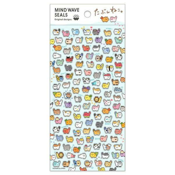 【1000円以上お買い上げで送料無料♪】マインドウェイブ MWシール たぶんねこ シール 手帳 日記 カレンダー かわいい - メール便発送