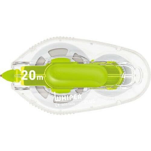 商品名プラス 修正テープ ホワイパーLT 4mm グリーン WH-1404 幅4mm 長さ20m 大容量 使い切り説明本体を反転させると「リバースモード」に。修正箇所を確認しながら、狙った文字だけを細かくきれいに修正できます。利き手を問わないユニバーサル仕様です。先端の小さなローラーによって、 ヘラ式に比べてなめらかな引き心地です 。再筆記時にペン先で削れにくいテープを採用。ストレスの無いきれいな上書きを実現します。スライドレバーでヘッドが収納できるので、片手でサッと使えて効率的。キャップレス構造なので、キャップ紛失の心配がありません。【サイズ】W85×D22×H48mm 【材　質】85%再生樹脂(本体ケース=100%再生ポリスチレン(PS))【テープサイズ】幅4mm×長さ20m【本体カラー】グリーン品番WH-1404この商品について 必ずご確認ください配送についてメール便での配送になります。→ご利用の際は必ずお読みください 送料について ご注文合計額が￥1000 (税込)以上で、全国一律『送料無料』です。 →詳細はこちら返品→返品・交換・キャンセルについて※メール便は、日時指定、代金引換、ギフトラッピング・熨斗サービスに対応しておりません。