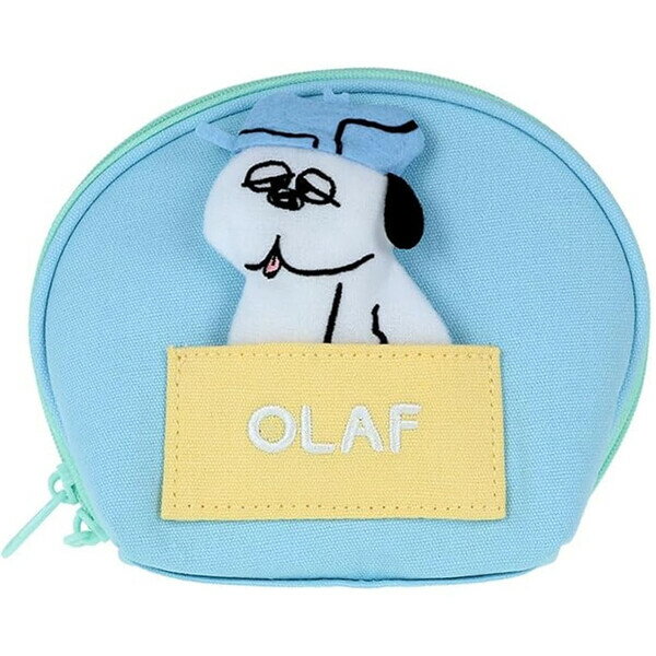 【送料無料】スヌーピー ラウンドポーチ オラフ 帆布 マスコット付 シブリングス きょうだい ピーナッツ かわいい サンスター文具 - メール便発送