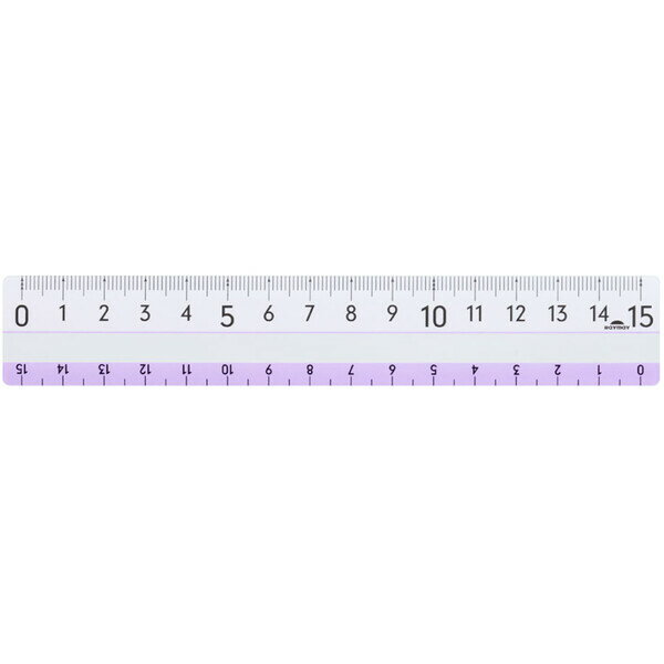 【1000円以上お買い上げで送料無料♪】直線定規 ヨクミエルーラー パープル 15cm メモリが良く見える 目盛り 特殊印刷 軽量 透明窓 レイメイ藤井 - メール便発送