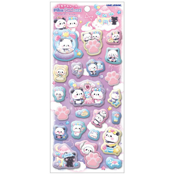 【送料無料】シール Pika Puni ピカプニ もちもちパンダ 光る 蓄光 星型 ぷにぷに ストーン付 かわいい カミオジャパン - メール便発送...