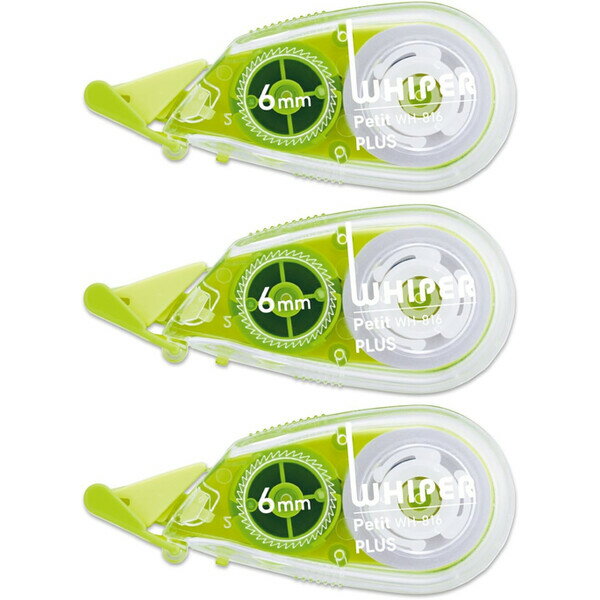 【1000円以上お買い上げで送料無料♪】プラス 修正テープ ホワイパープチ 6mm WH-816-3P グリーン 3個パック 使い切りタイプ 49-246 - メール便発送
