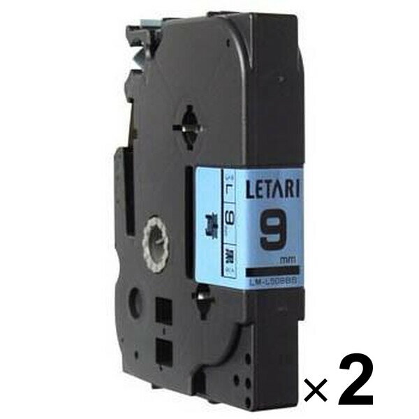 Rakuten - 【送料無料】マックス ビーポップミニ テープカセット レタリテープ 青に黒文字 9mm×8m LM-L509BS 2個セット - メール便発送