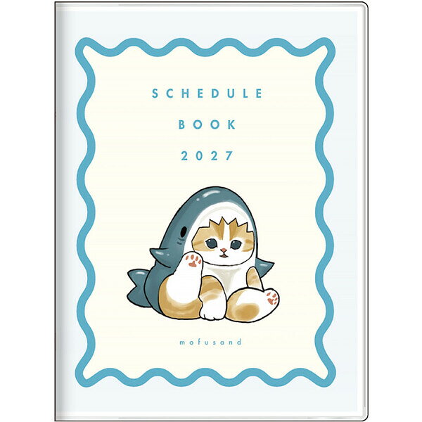 手帳 A6 マンスリー 月間ブロック 月曜始まり 六曜 モフサンド サメにゃん サンスター文具 - メール便発送