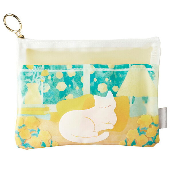 Rakuten - 【送料無料】ポーチ SUU スー 窓辺の猫 半透明 仕切り付 コスメ 小物 ねこ ネコ ニャンコ 花 かわいい マルアイ - メール便発送