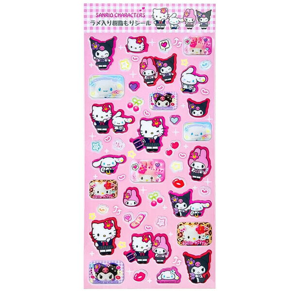 【送料無料】 サンリオキャラクターズ ラメ入り樹脂もりシール MX平成コギャル シナモ/クロミ/キティ/マイメロ 立体 かわいい エムプラン - メール便発送