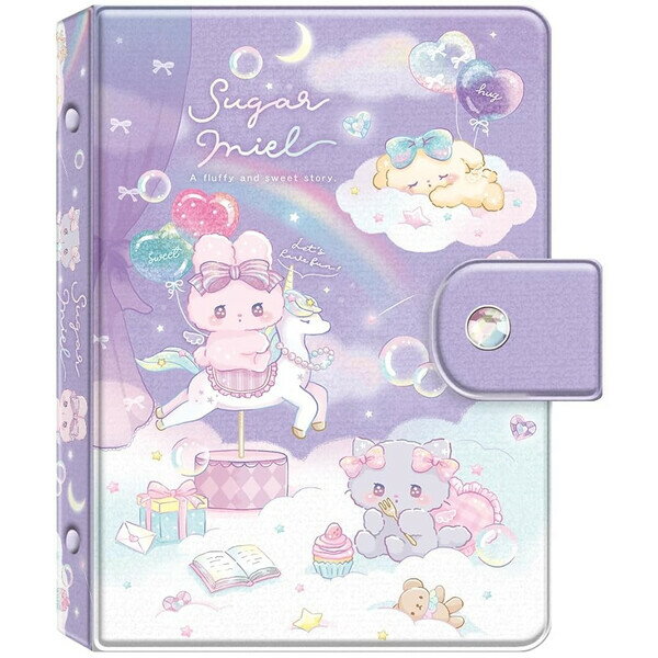 Rakuten - 【1000円以上お買い上げで送料無料♪】マイシールバインダー シュガーミエル 6穴 シール台紙 10枚付 貼ってはがせる 猫 うさぎ かわいい クーリア - メール便発送