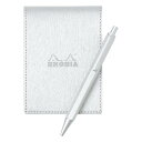 【送料無料】ロディア 限定 メタリック PU レザーカバー No.11&ボールペン ギフトセット シルバー プレゼント - メール便発送