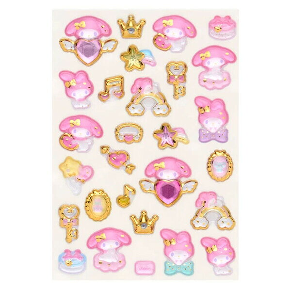 Clips クリップスの【1000円以上お買い上げで送料無料♪】マイメロディ 金箔ぷっくりシール 27ピース デコレーション 手帳 スマホ かわいい 日本製 サンリオ - メール便発送｜アングル2