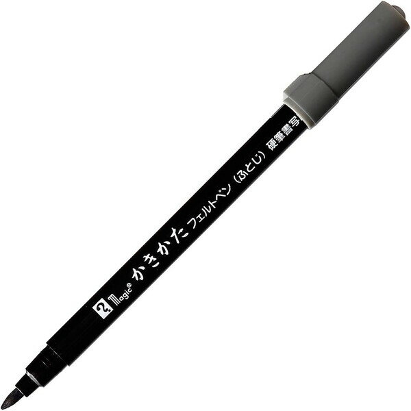 【1000円以上お買い上げで送料無料♪】マジック かきかたフエルトペン 太字 線幅1〜1.5mm 黒 墨色 硬筆書写用 水性染料 寺西化学 - メール便発送