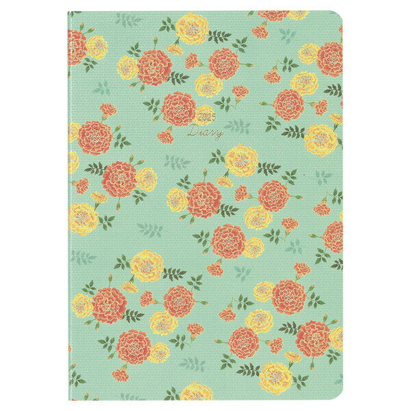 【1000円以上お買い上げで送料無料♪】ダイゴー 2025年 手帳・ダイアリー 4月始まり MILL B6 月間 FLEURS グリーン - メール便発送