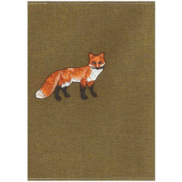 【1000円以上お買い上げで送料無料♪】ブックカバー リアルアニマル刺繍 C 狐 文庫本 A6サイズ 厚さ2cmまで キツネ きつね 読書 布 生地 ギフト かわいい トコナッツ - メール便発送