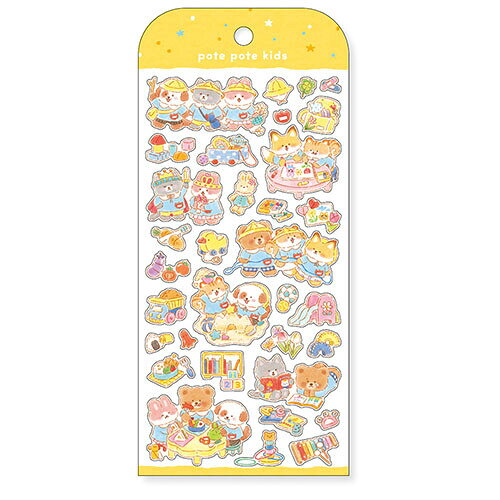 【1000円以上お買い上げで送料無料♪】シール pote pote kids ぽてぽてきっず ようちえん 幼稚園 動物 うさぎ 犬 子供 手帳 デコ かわいい マインドウェイブ - メール便発送