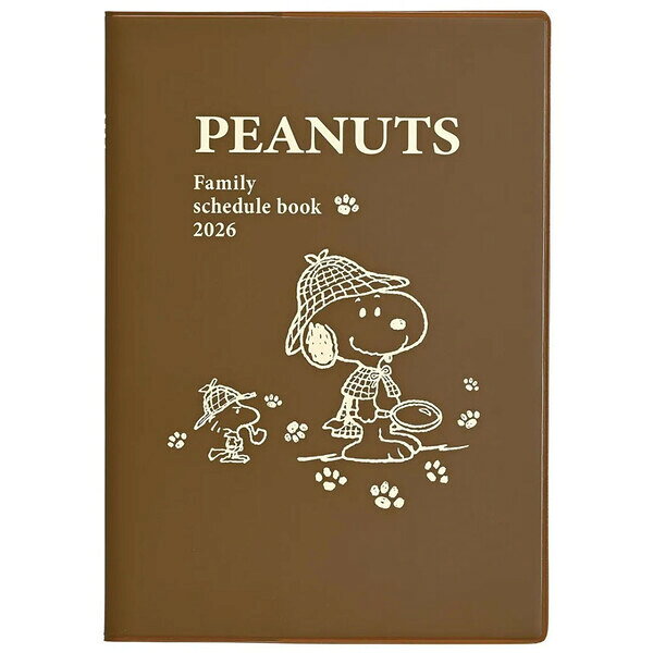 【送料無料】スヌーピー 2026年 家族手帳 B6 探偵 月間ブロック+毎月メモ 予定 管理 12月始まり かわい..