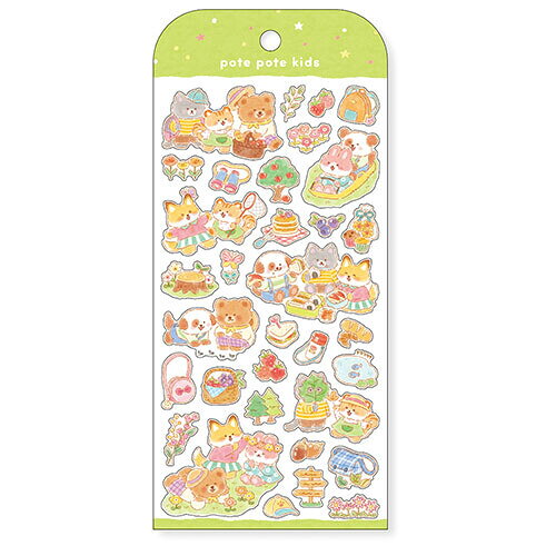 【1000円以上お買い上げで送料無料♪】シール pote pote kids ぽてぽてきっず ピクニック 動物 うさぎ 犬 くま 子供 手帳 デコ かわいい マインドウェイブ - メール便発送