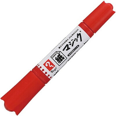 Rakuten - 【1000円以上お買い上げで送料無料♪】紙マジック 赤 水性顔料マーカー ツイン 太字/細字 裏うつりなし にじみにくい 高発色 インキ補充式 寺西科学 - メール便発送