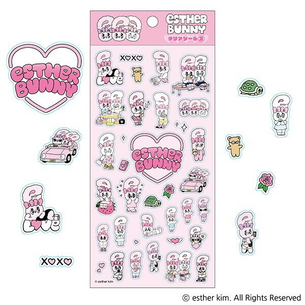 エスターバニー esther bunny クリアシール 2 透明 うさぎ 手帳 スマホケース デコ 韓国 人気 かわいい エンスカイ - メール便発送