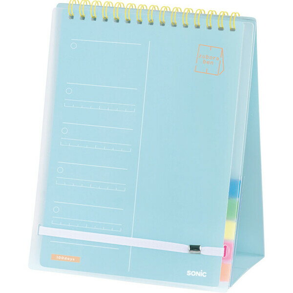 Rakuten - 【送料無料】ズボラ勉強 要点チェックリスト 100日分 2連メモ スタンドタイプ A5 ライトブルー ふせん付 ToDo 学習計画 受験 - メール便発送