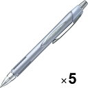【送料無料】三菱鉛筆 ジェットストリーム ラバーボディ 0.7mm シルバー 黒 5個セット - メール便発送