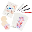 【送料無料】アルコールインクアートセット パープル/3色 A5用紙/10枚 木製パネル付 スターターキット 初心者 春 花 華 作品 コピック - メール便発送