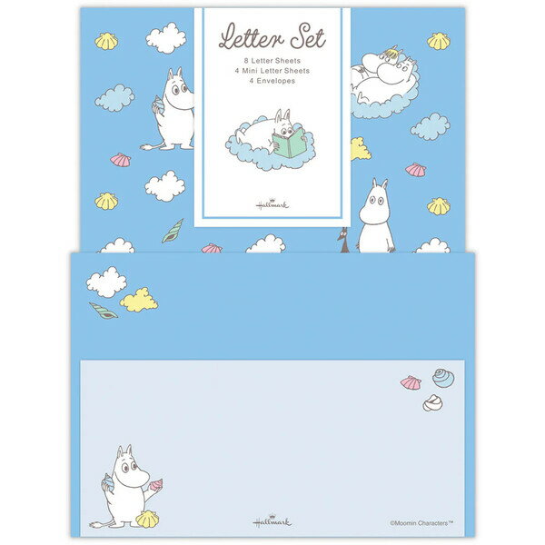 Rakuten - 【1000円以上お買い上げで送料無料♪】ムーミン レターセット ムーミン ブルー 青空 便箋/大小 封筒 L判写真サイズ 手紙 北欧 かわいい ホールマーク - メール便発送