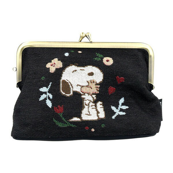 【送料無料】スヌーピー ゴブラン織 ポーチ がま口 マチ付 自立 小物入れ コスメ ギフト 大人 かわいい サンスター文具 - メール便発送