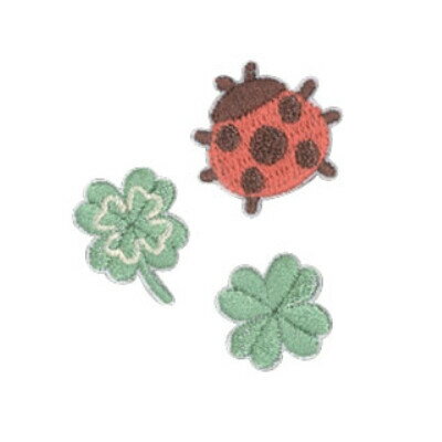 Rakuten - 【1000円以上お買い上げで送料無料♪】ナチュラル ワッペン てんとう虫 3柄セット シール・アイロン両用 入園準備 通園 パイオニア - メール便発送