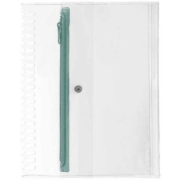 【送料無料】ロルバーン ポケット付きメモ ストレージカバー A5 ブルーグレー リング ファスナー 小物収納 日本製 デルフォニックス - メール便発送