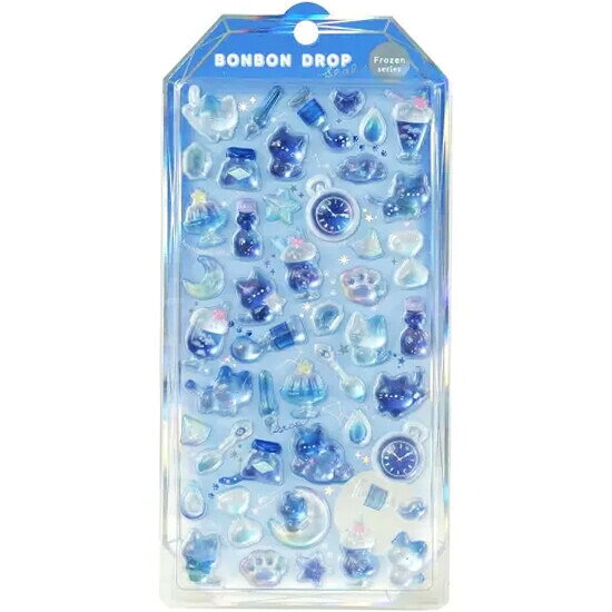 【送料無料】ボンボンドロップシール フローズン よるねこボンボン ネコ 猫 立体 ネイル スマホケース デコ かわいい クーリア - メール便発送